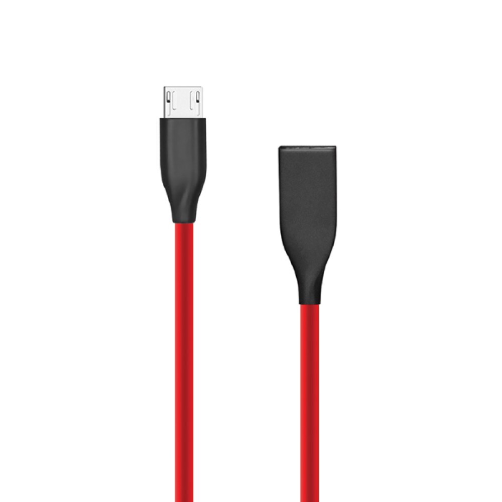 Silicone cable USB - Micro USB (red, 2m)